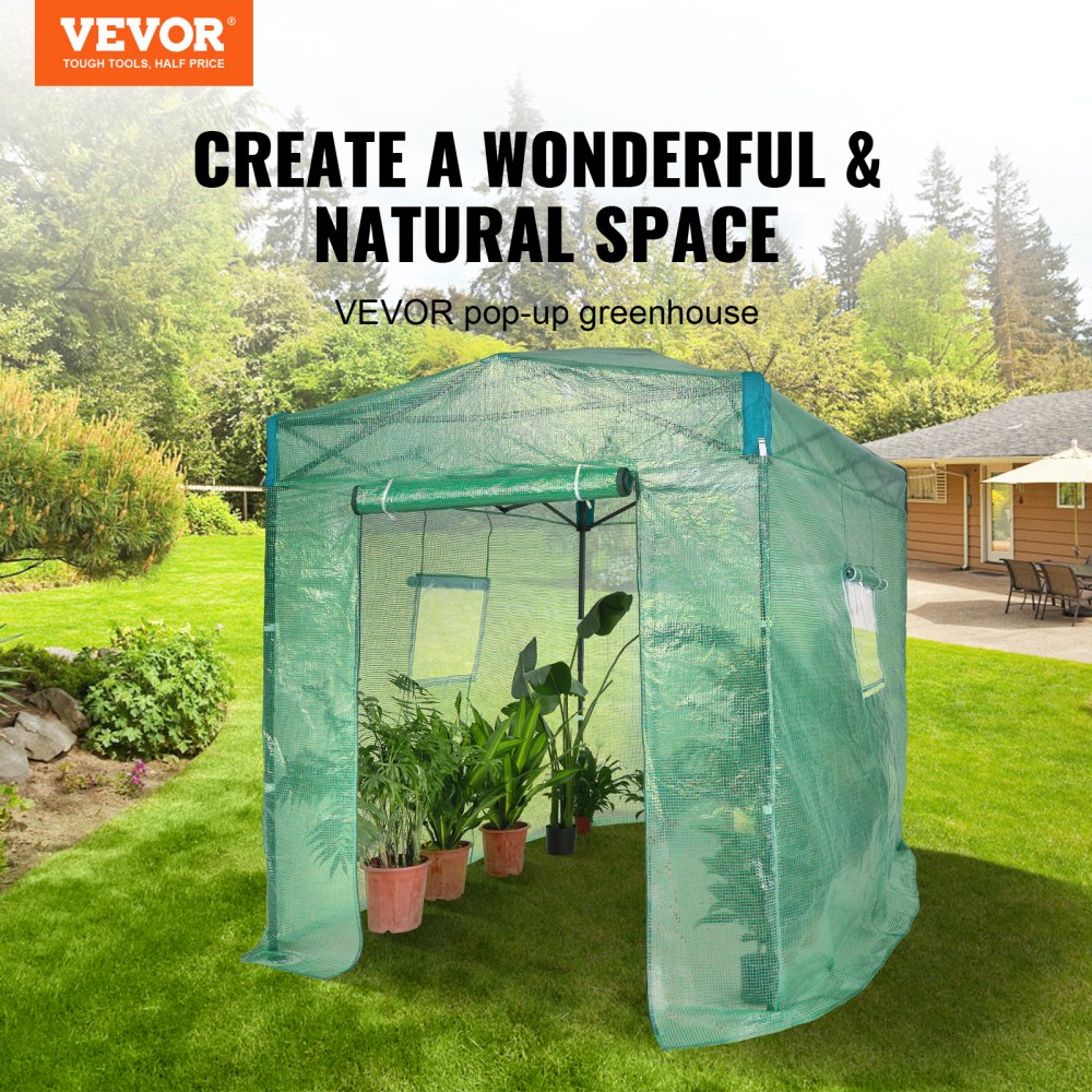 010423954141 - Portable 8'x6'x7.5' Greenhouse with Durable PE Cover