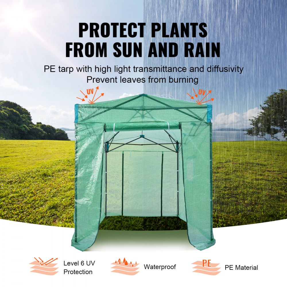 010423954141 - Portable 8'x6'x7.5' Greenhouse with Durable PE Cover