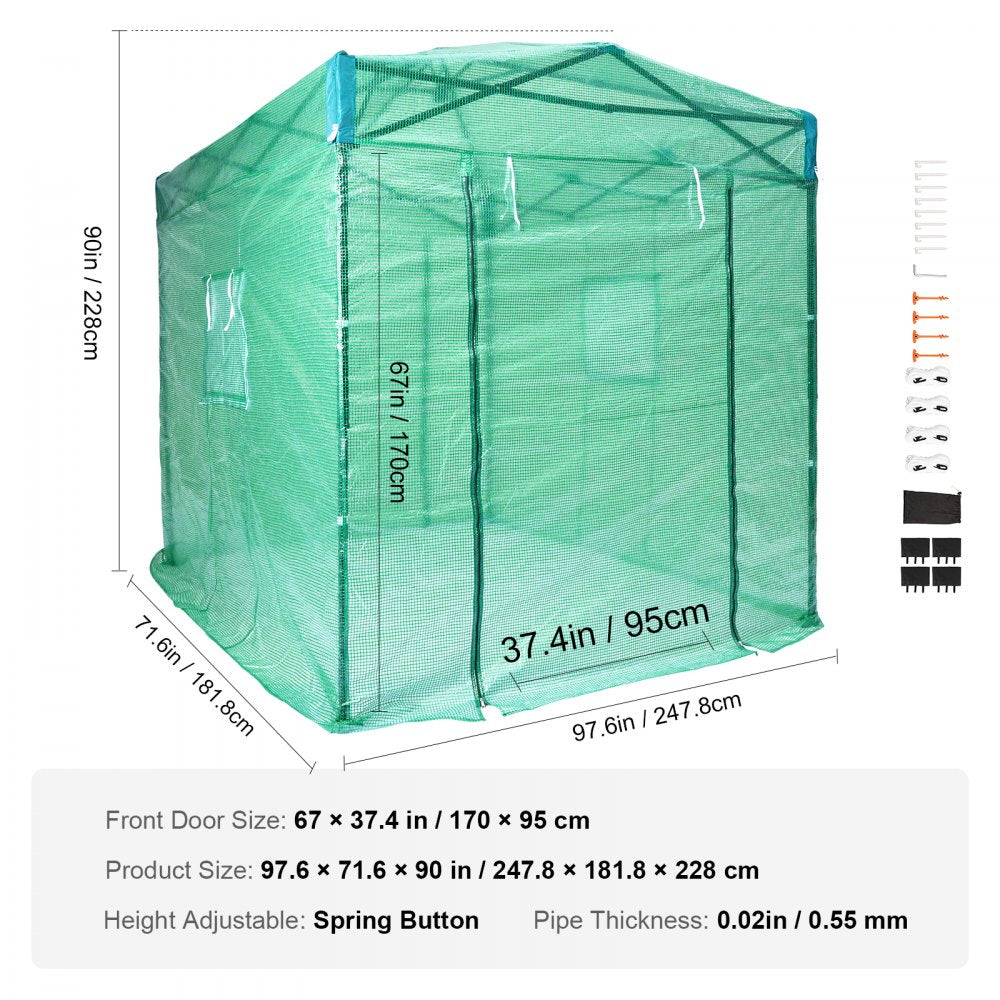 010423954141 - Portable 8'x6'x7.5' Greenhouse with Durable PE Cover