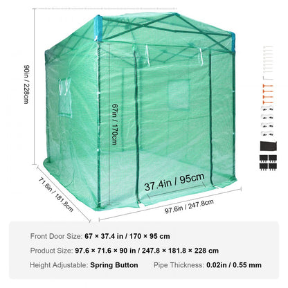010423954141 - Portable 8'x6'x7.5' Greenhouse with Durable PE Cover
