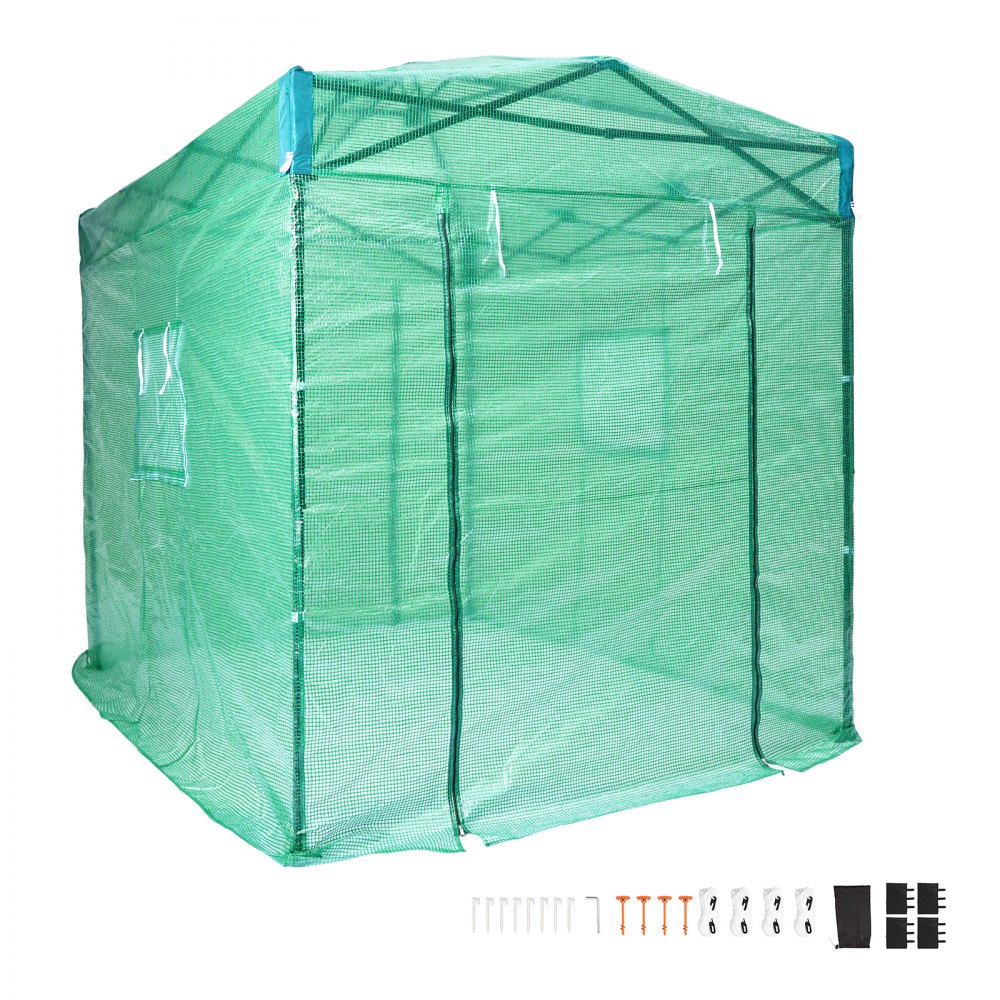 010423954141 - Portable 8'x6'x7.5' Greenhouse with Durable PE Cover