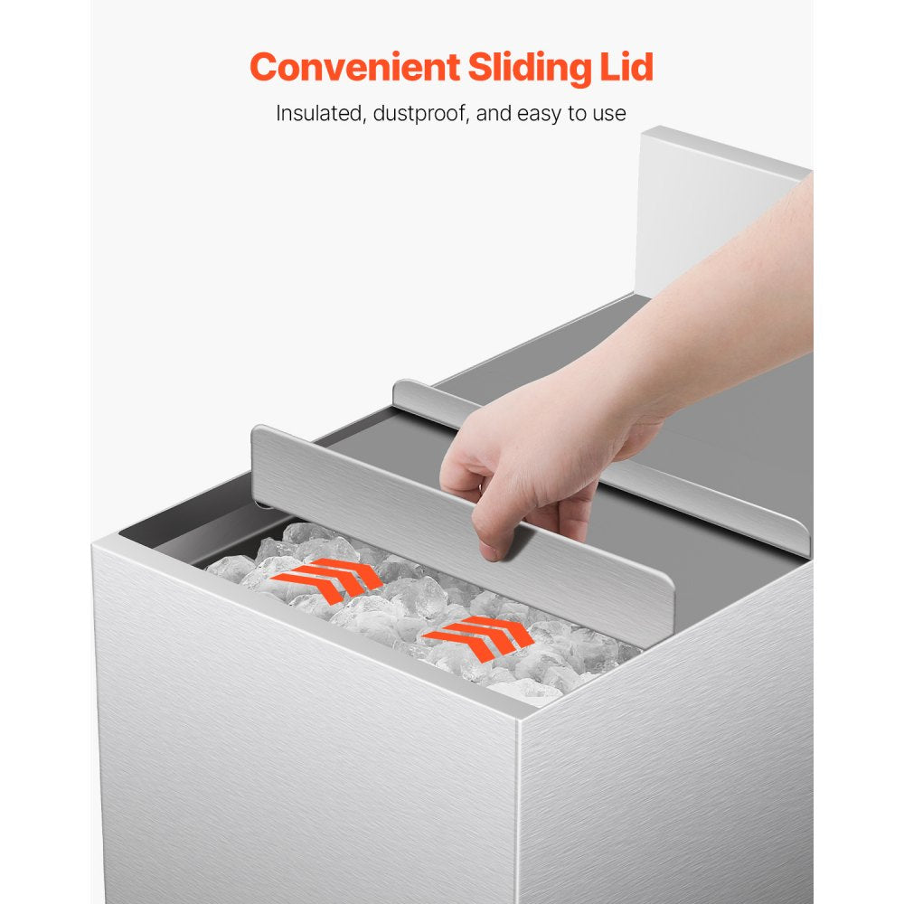 CIBT1912 - 28L Stainless Steel Ice Bin with Sliding Lid & Bottle Holders