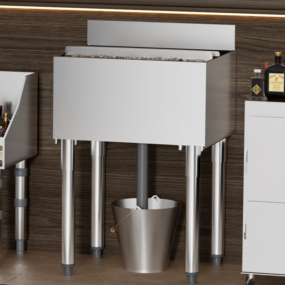 CIBT1924 - 61L Stainless Steel Underbar Ice Bin with Bottle Holders