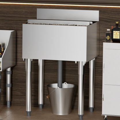 CIBT1924 - 61L Stainless Steel Underbar Ice Bin with Bottle Holders