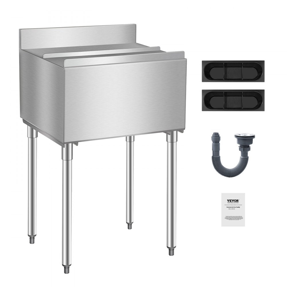 CIBT1924 - 61L Stainless Steel Underbar Ice Bin with Bottle Holders