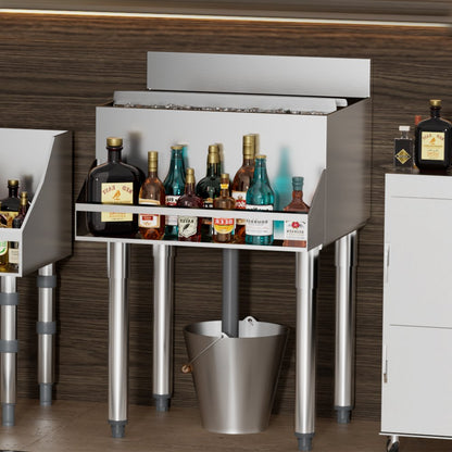 CIBT1924N - 61.6L Stainless Steel Ice Bin with Sliding Lid & Bottle Holders