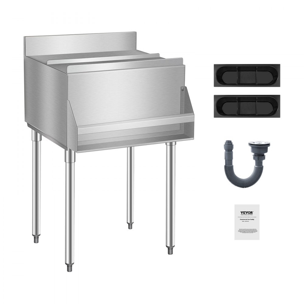 CIBT1924N - 61.6L Stainless Steel Ice Bin with Sliding Lid & Bottle Holders