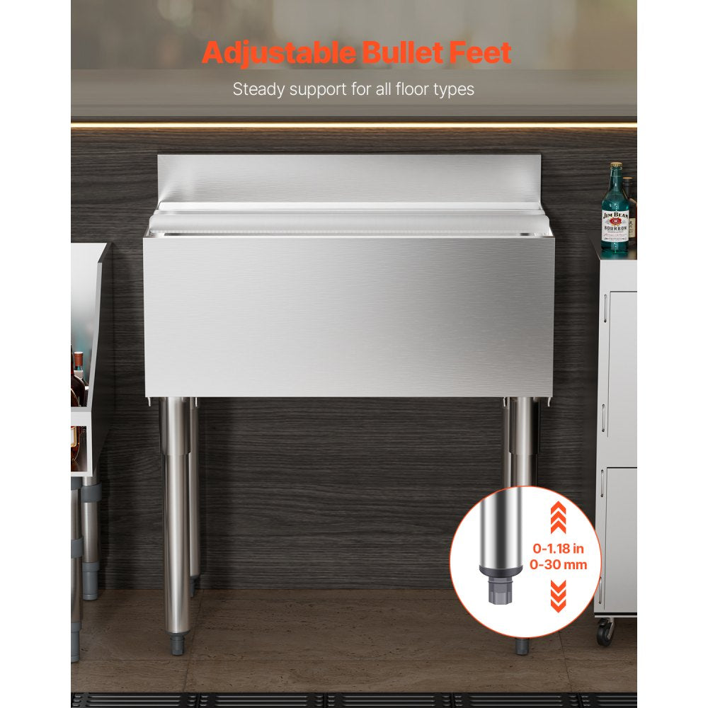 CIBT1930 - 78.4L Underbar Stainless Steel Ice Bin with Sliding Lid