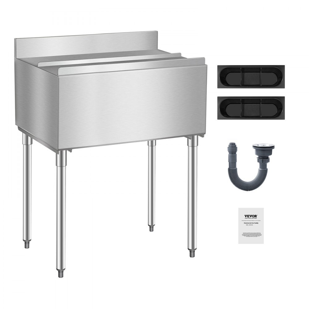 CIBT1936 - 95.3L Stainless Steel Ice Bin with Lid and Bottle Holders