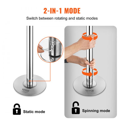 HM-590S - Adjustable 45mm Stainless Steel Dancing Pole for Home or Studio