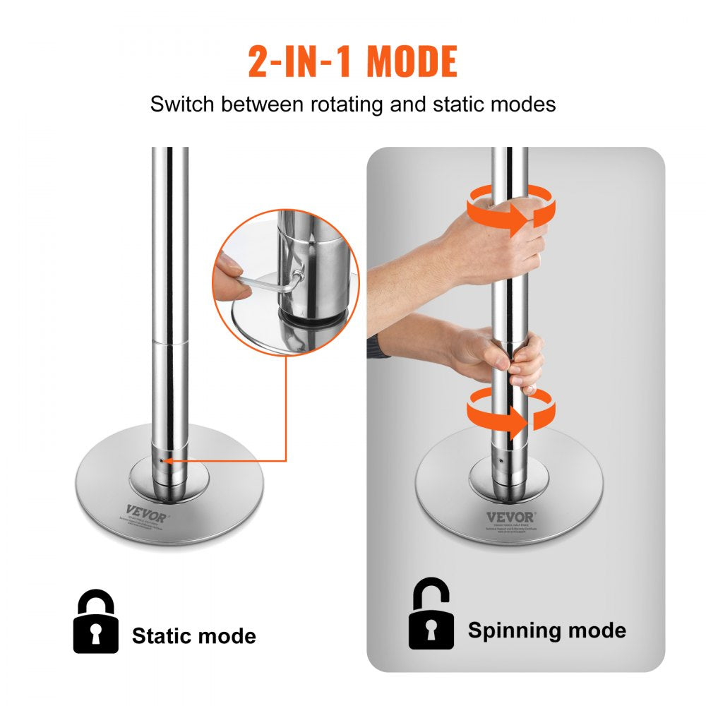 HM-590 - Adjustable 45mm Stainless Steel Dance Pole for All Skill Levels