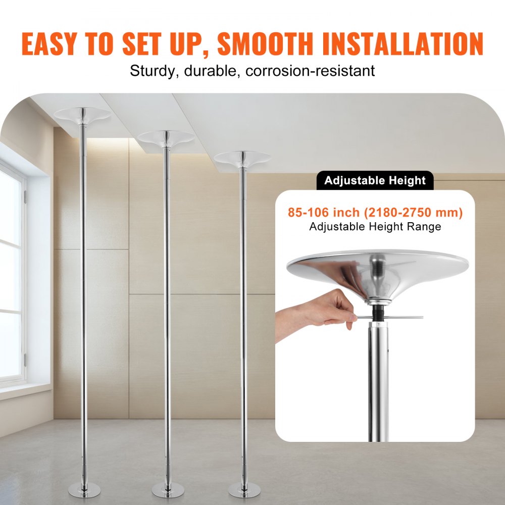 HM-590 - Adjustable 45mm Stainless Steel Dance Pole for All Skill Levels