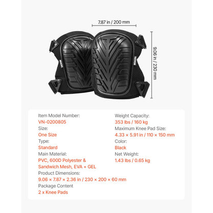 VN-0200805 - Heavy-Duty Knee Pads with Gel Cushioning for Maximum Comfort