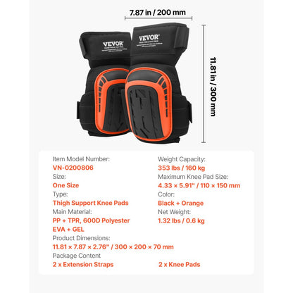VN-0200806 - Heavy-Duty Knee Pads with Gel Cushioning for Comfort and Support