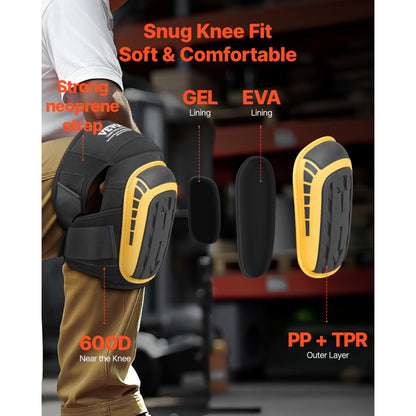 VN-0161701 - Heavy Duty Knee Pads with EVA Foam & Silicone Gel Cushioning