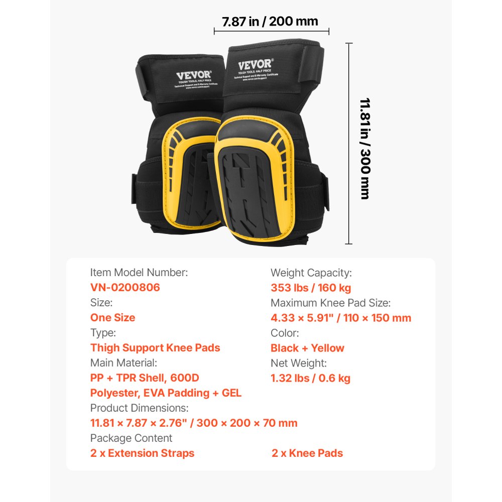 VN-0161701 - Heavy Duty Knee Pads with EVA Foam & Silicone Gel Cushioning