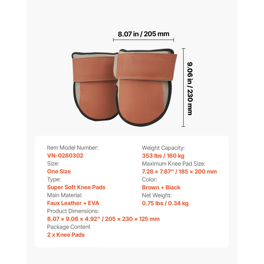VN-0280302 - Durable Knee Pads with EVA Foam, Protects Up to 353 lbs