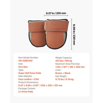 VN-0280302 - Durable Knee Pads with EVA Foam, Protects Up to 353 lbs