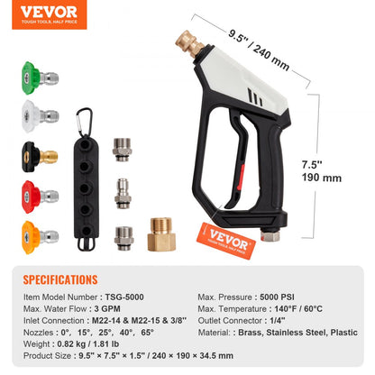 TSG-5000 - 5000 PSI Ergonomic Pressure Washer Gun with Foam Attachment