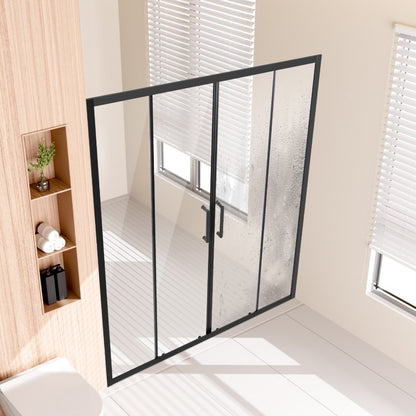 CNH-EC-S742A MB - 57.8-59 in Semi-Frameless Shower Door with Easy-Clean Glass
