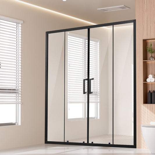 CNH-EC-S742A MB - 57.8-59 in Semi-Frameless Shower Door with Easy-Clean Glass