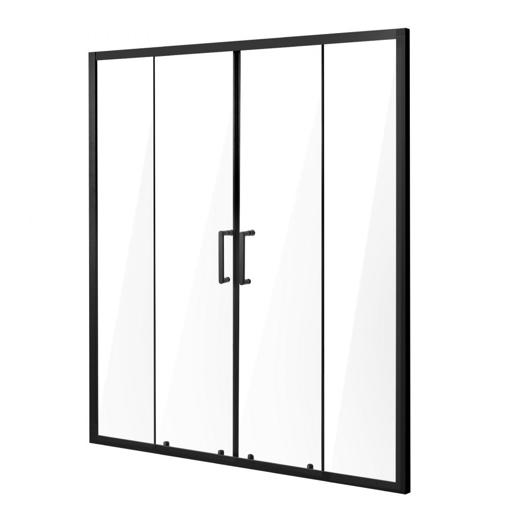 CNH-EC-S742A MB - 57.8-59 in Semi-Frameless Shower Door with Easy-Clean Glass