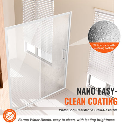 CNH-EC-S721A CH - 57.7-59" Semi-Frameless Sliding Shower Door with Tempered Glass