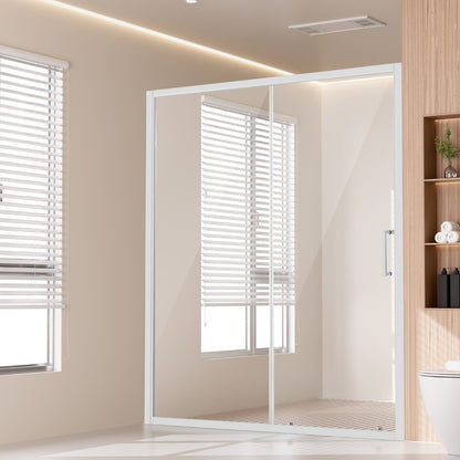 CNH-EC-S721A CH - 57.7-59" Semi-Frameless Sliding Shower Door with Tempered Glass