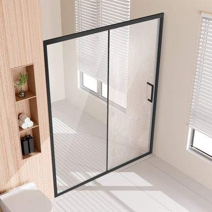 CNH-EC-S721A MB - 57.7-59" Semi-Frameless Shower Door with Tempered Glass