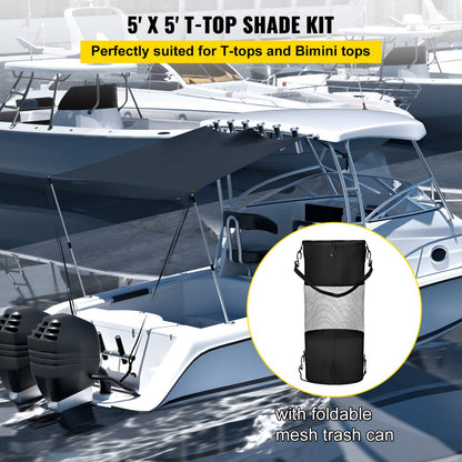 ZYTJ5X5 - Durable 5' x 5' UV-Proof T-Top Shade Kit for Boats