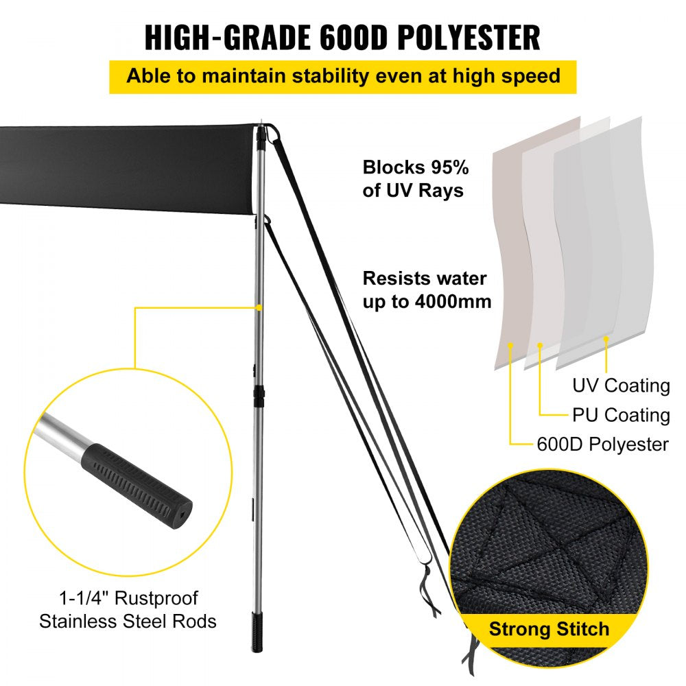 ZYTJ5X5 - Durable 5' x 5' UV-Proof T-Top Shade Kit for Boats