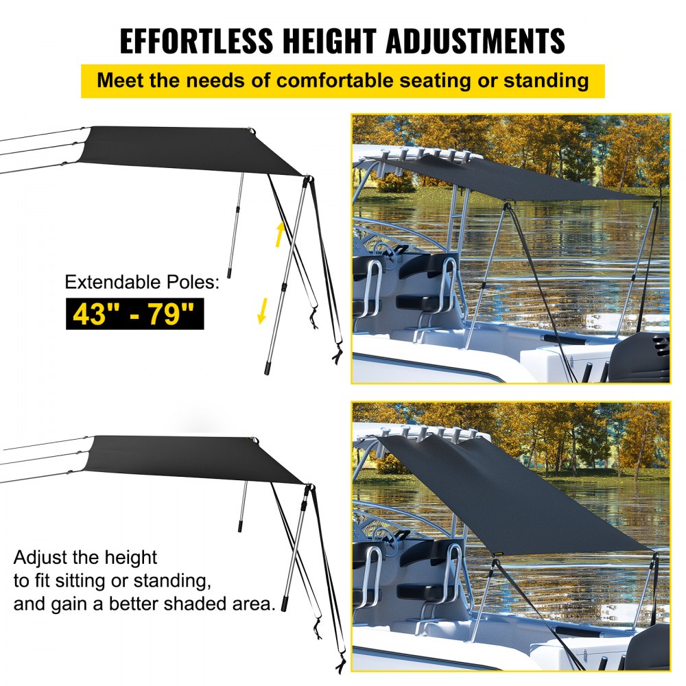 ZYTJ5X5 - Durable 5' x 5' UV-Proof T-Top Shade Kit for Boats