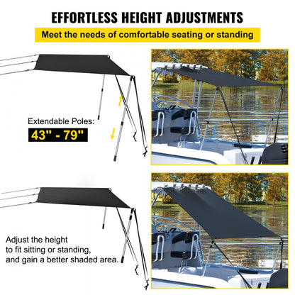 ZYTJ5X5 - Durable 5' x 5' UV-Proof T-Top Shade Kit for Boats