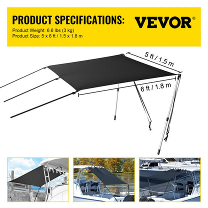 ZYTJ6X5 - UV-Proof 6' x 5' T-Top Shade Kit with Stainless Steel Rods