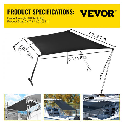 ZYTJ6X7 - Durable 6' x 7' T-Top Shade Kit for Boats