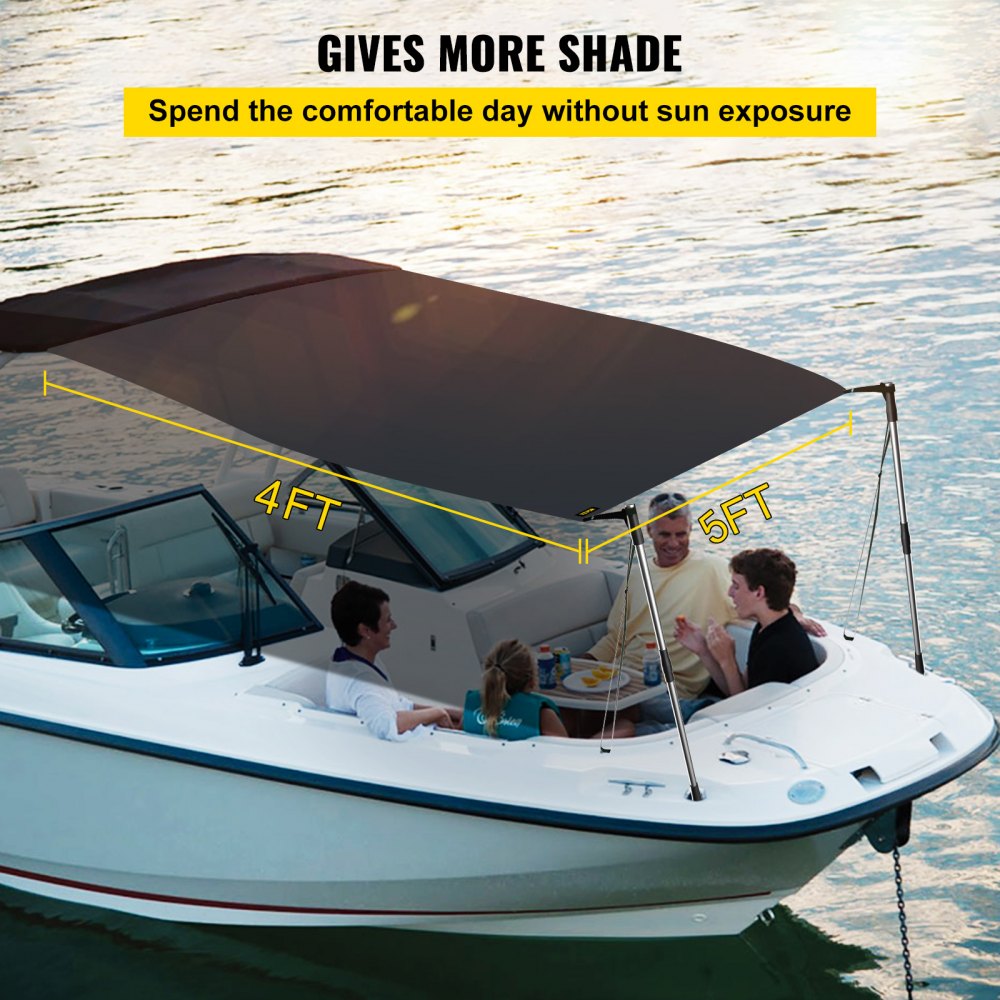 ZYTJ4X5 - Durable T-Top Boat Shade Kit, Adjustable 43" to 79"