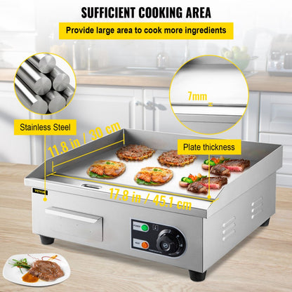 LD-450 - 18" Stainless Steel Electric Griddle with Temperature Control