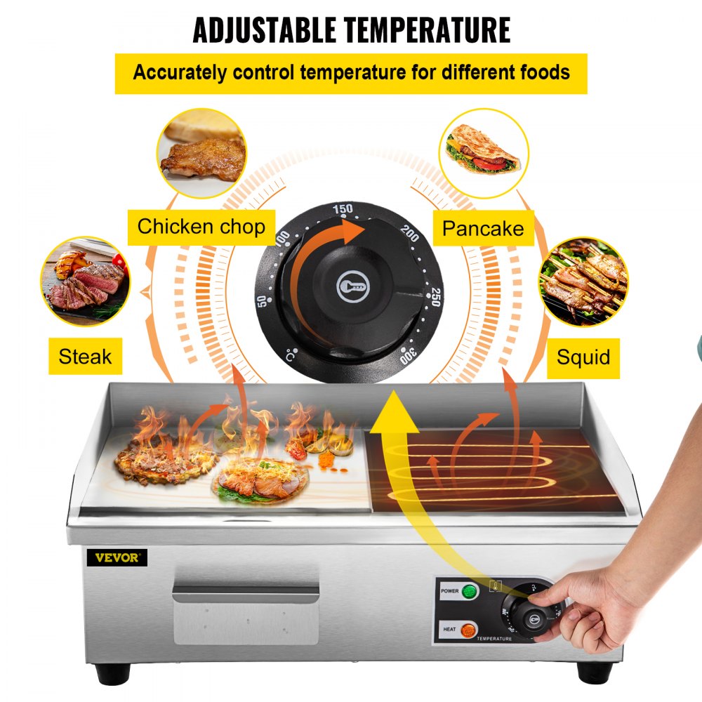 LD-450 - 18" Stainless Steel Electric Griddle with Temperature Control