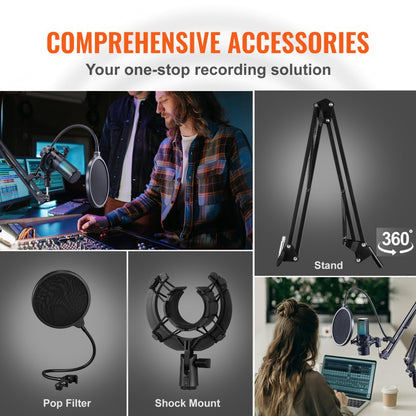 AK-V5 - VEVOR USB Microphone with RGB Lights & Noise Reduction