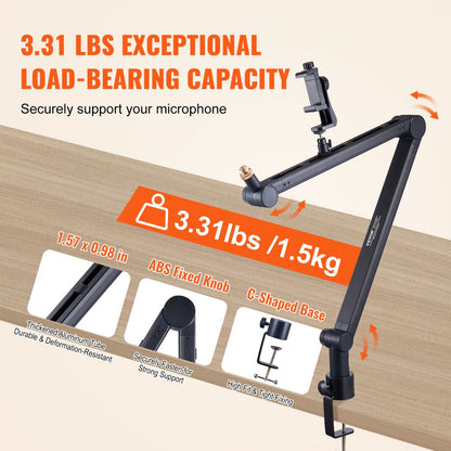 AK-V6 - 360° Adjustable VEVOR Microphone Boom Arm for Easy Positioning