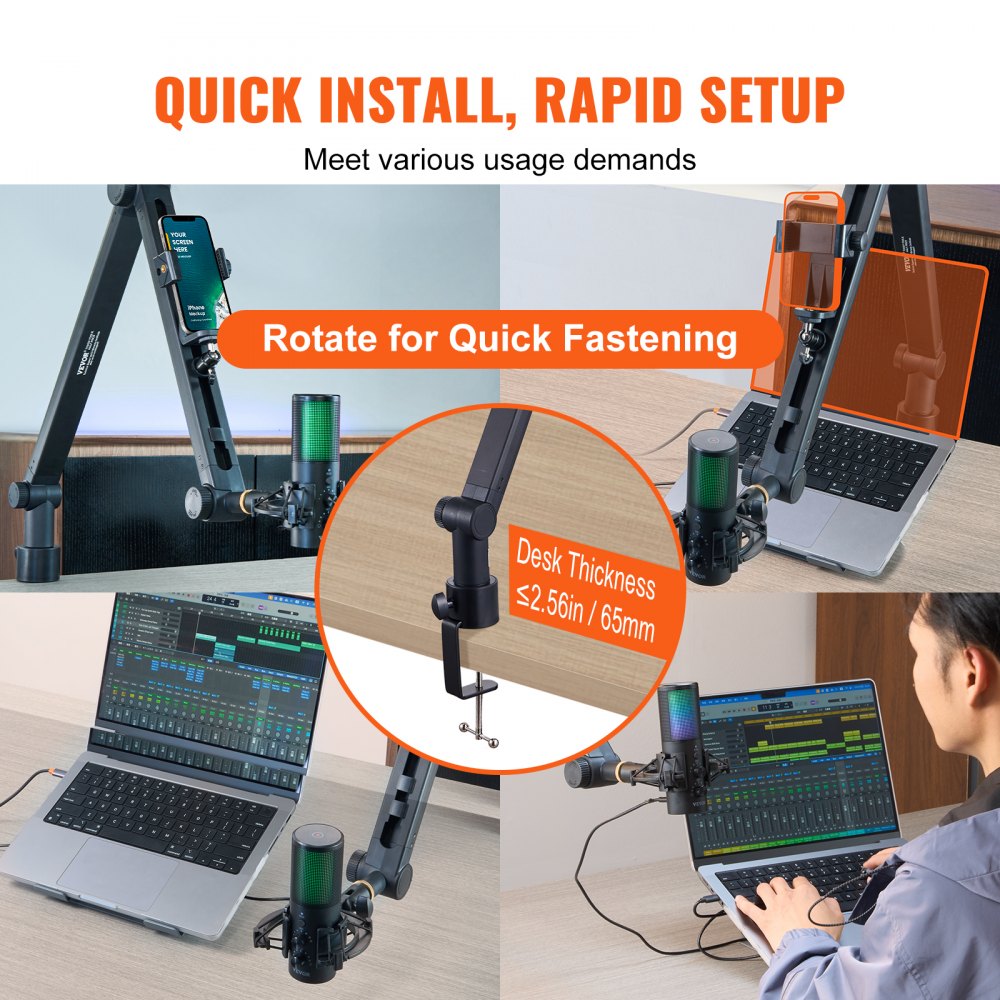 AK-V6 - 360° Adjustable VEVOR Microphone Boom Arm for Easy Positioning