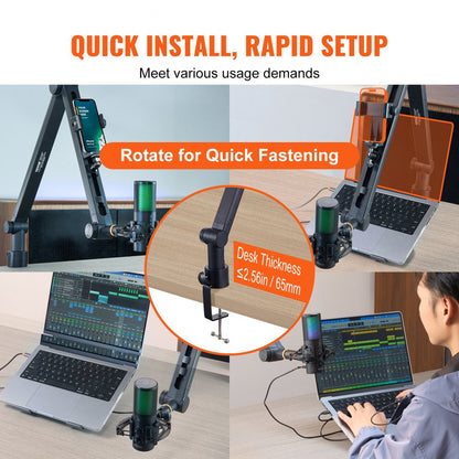 AK-V6 - 360° Adjustable VEVOR Microphone Boom Arm for Easy Positioning