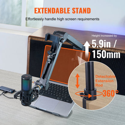 AK-V7 - Adjustable Microphone Boom Arm with 360° Rotation and Desk Mount