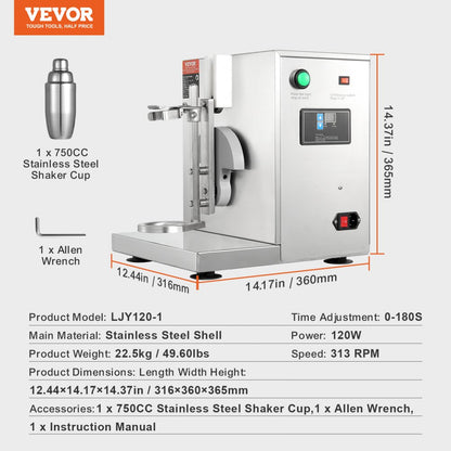LJY120-1 - 120W VEVOR Milkshake Maker with 750ml Stainless Steel Cup