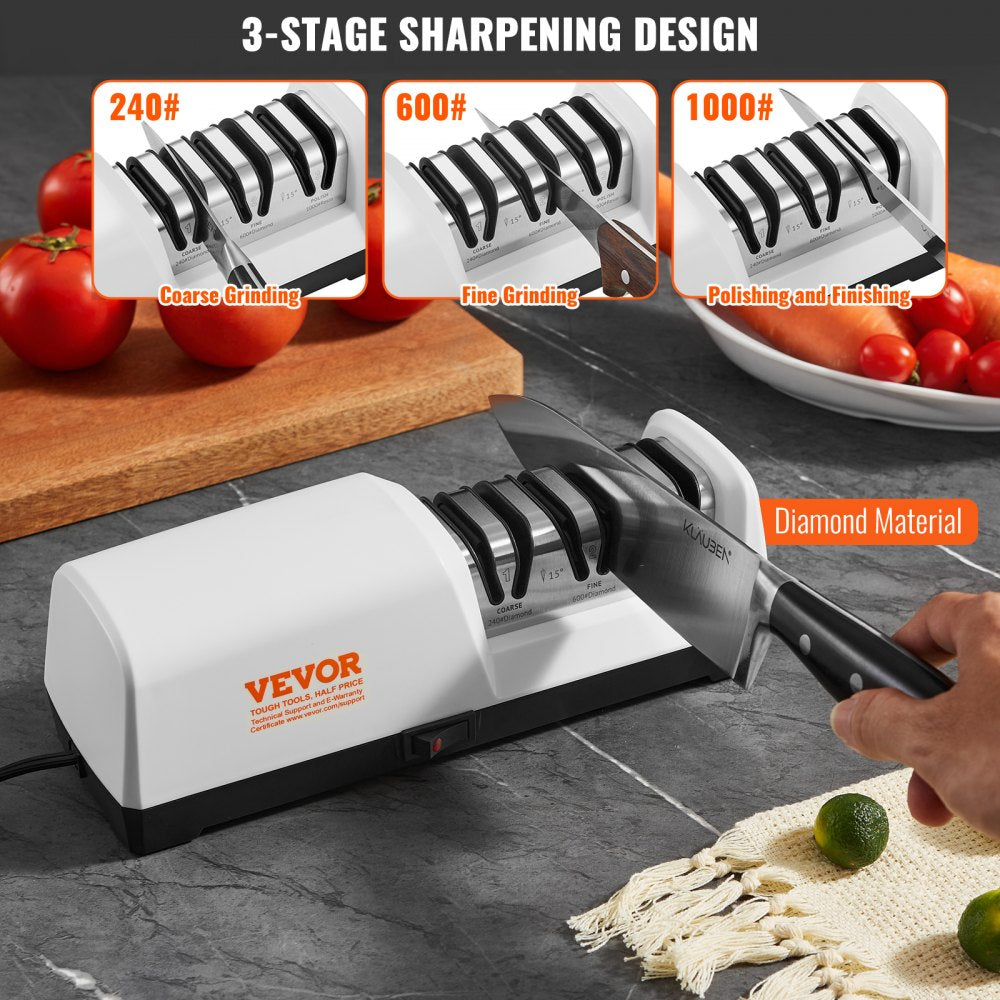 TG2302 - 3-Stage Electric Knife Sharpener for Precision & Clean Workspace