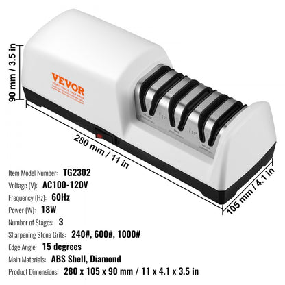 TG2302 - 3-Stage Electric Knife Sharpener for Precision & Clean Workspace