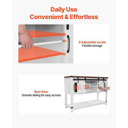 SR241131 - 47" Vintage-Style Coffee Bar Cabinet with Adjustable Shelves