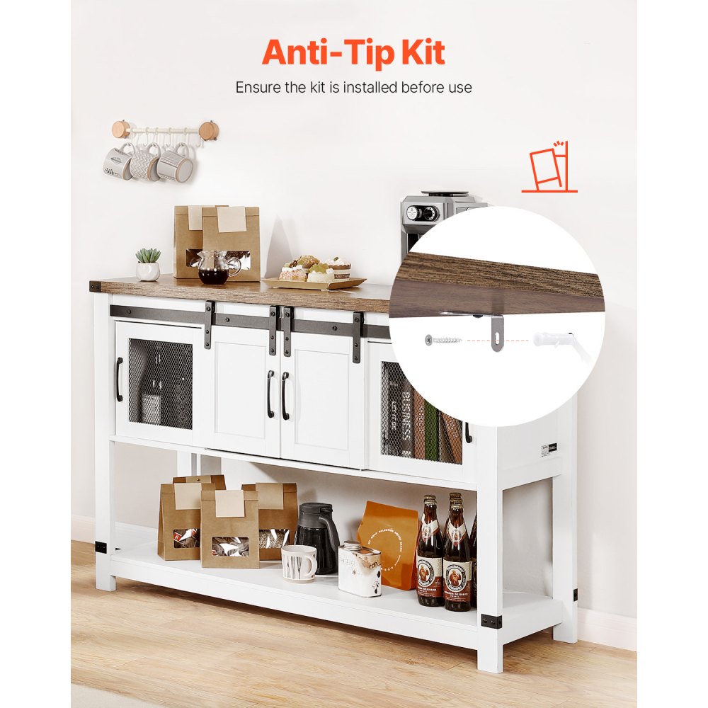 SR241131 - 47" Vintage-Style Coffee Bar Cabinet with Adjustable Shelves