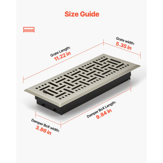 WF0410SN-2PK - Modern 4x10 Inch Nickel-Plated Floor Vents for Easy Airflow Control