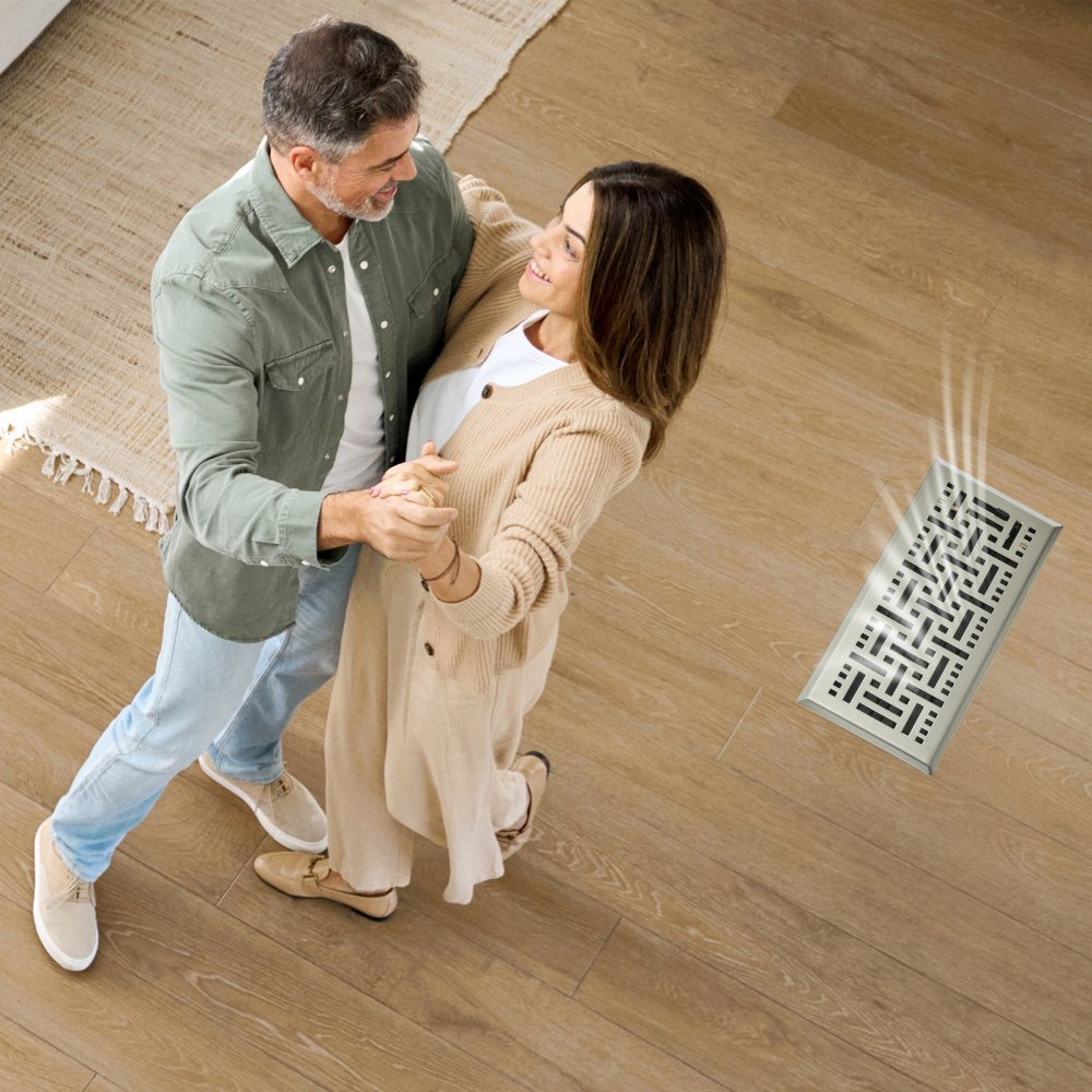 WF0410SN-2PK - Modern 4x10 Inch Nickel-Plated Floor Vents for Easy Airflow Control